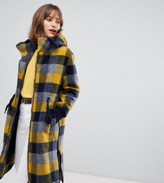 Желтое пальто в клетку с капюшоном Esprit - Мульти