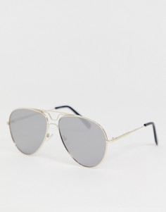 Солнцезащитные очки-авиаторы в золотистой оправе с дымчатыми стеклами ASOS DESIGN - Золотой