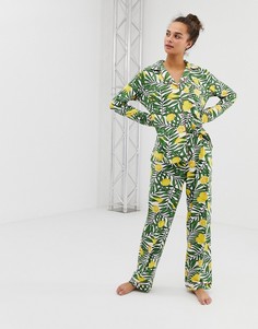 Пижама с лимонами и отложным воротником Chelsea Peers - Мульти
