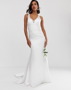 Свадебное платье с отделкой на кружевном лифе и креповой юбкой ASOS EDITION - Белый