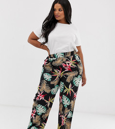 Широкие брюки с тропическим принтом Brave Soul Plus - Мульти