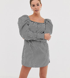 Свободное платье мини в полоску с пышными рукавами COLLUSION - Мульти