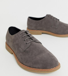 Серые туфли для широкой стопы из искусственной замши на шнуровке ASOS DESIGN - Серый