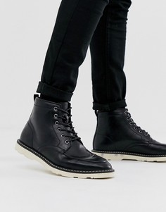 Черные ботинки из искусственной кожи со шнуровкой и белой подошвой ASOS DESIGN - Черный