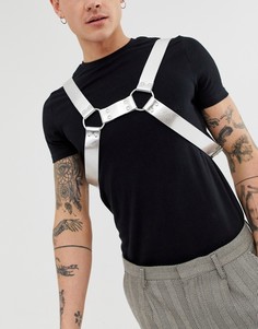 Серебристая фестивальная сбруя-бандаж металлик из искусственной кожи ASOS DESIGN - Серебряный
