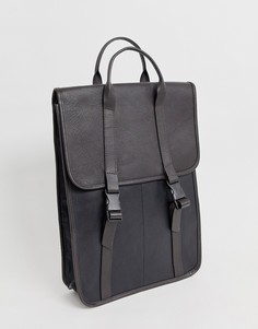 Кожаный рюкзак черного/коричневого цвета с двумя ремешками ASOS DESIGN - Черный