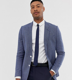 Синий приталенный блейзер с принтом ASOS DESIGN Tall - Темно-синий