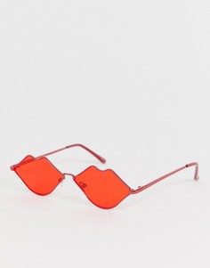 Красные солнцезащитные очки с дизайном в форме губ Jeepers Peepers - Красный