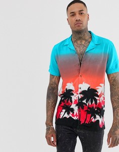 Рубашка с принтом пальм и воротником в виде лацканов Urban Threads - Мульти