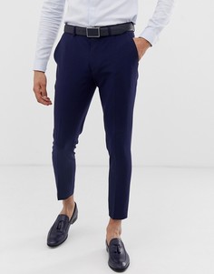 Темно-синие строгие укороченные брюки супероблегающего кроя ASOS DESIGN - Темно-синий