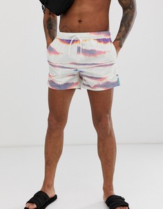 Белые короткие шорты для плавания с принтом тай-дай и завязкой ASOS DESIGN - Белый