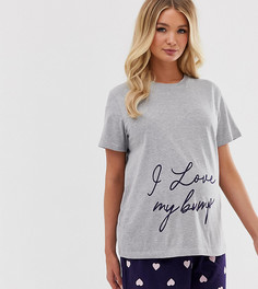 Пижама из топа с надписью love bump и шортов эксклюзивно для ASOS DESIGN Maternity - Мульти