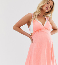 Трикотажный пляжный сарафан с декорированными бретельками ASOS DESIGN Maternity - Оранжевый