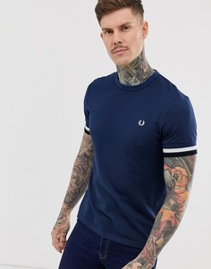 Темно-синяя футболка из ткани пике с кантом Fred Perry - Темно-синий