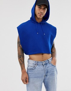 Синее укороченное oversize-худи без рукавов ASOS DESIGN - Синий