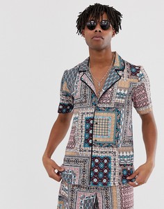 Рубашка с отложным воротником и принтом пейсли от комплекта Sacred Hawk - Розовый