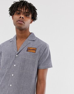 Синяя рубашка в полоску с воротником в виде лацканов Sacred Hawk - Синий