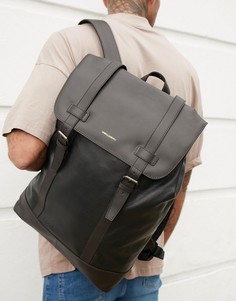 Черный кожаный рюкзак с двумя ремешками ASOS DESIGN - Черный