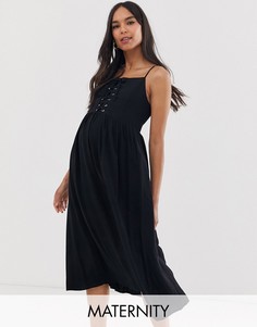 Черное платье миди с решеткой из лямок New Look Maternity - Черный