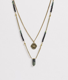 Золотистое ожерелье с бусинами из полудрагоценного камня ASOS DESIGN - Золотой