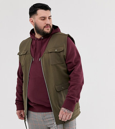 Коричневый трикотажный жилет в стиле милитари с карманами ASOS DESIGN Plus - Коричневый