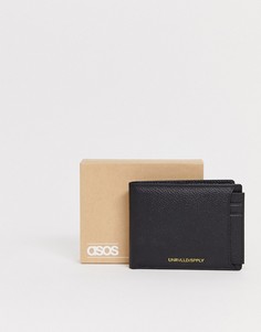Черный кожаный бумажник 2 в 1 с визитницей ASOS DESIGN - Черный
