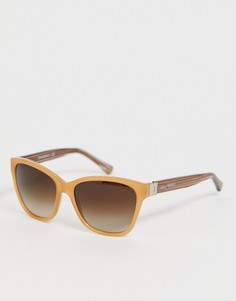 Квадратные солнцезащитные очки в полупрозрачной оправе медового цвета Emporio Armani - Мульти