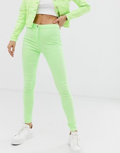 Ярко-зеленые джинсы скинни с завышенной талией Parisian - Зеленый