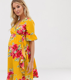 Платье с запахом и цветочным принтом Influence Maternity - Желтый