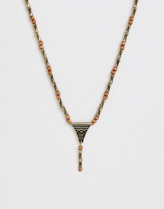 Ожерелье с деревянными бусинами и подвеской-треугольником Classics 77 - Мульти