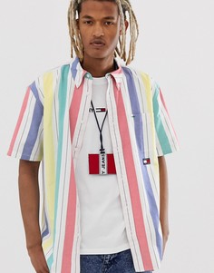 Рубашка в разноцветную полоску с короткими рукавами, карманом и логотипом Tommy Jeans Summer Heritage Capsule - Мульти