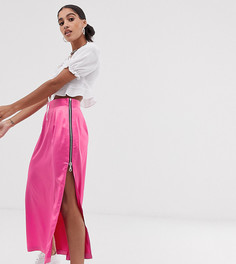 Атласная юбка миди с застежкой-молнией сбоку The Ragged Priest - Розовый