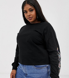 Лонгслив с фольгированной отделкой в виде пламени на рукавах ASOS DESIGN Curve - Черный