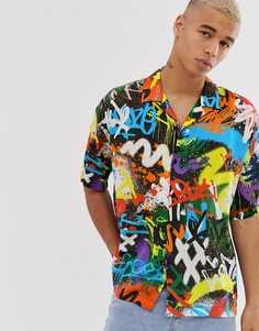 Рубашка в клетку с отложным воротником и принтом в стиле граффити Jaded London - Мульти