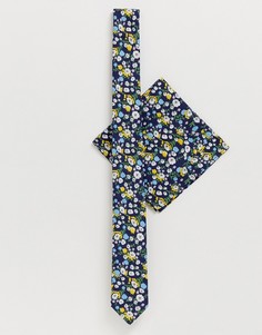 Набор из узкого галстука и платка для нагрудного кармана с цветочным принтом ASOS DESIGN Wedding - Мульти