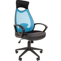 Офисное кресло Chairman 840 черный пластик TW-34 голубой