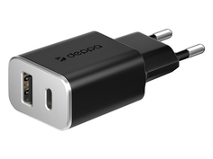 Зарядное устройство Deppa USB + USB Type-C 3.4A Black DEP-11386