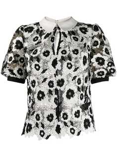 Self-Portrait кружевной топ с вышивкой