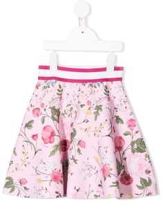 Monnalisa расклешенная юбка с цветочным принтом