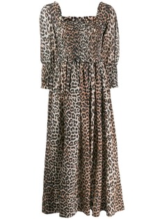 Ganni платье макси с леопардовым принтом