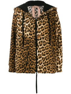 Nº21 куртка с капюшоном и леопардовым принтом