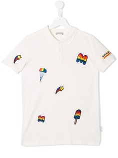 Moncler Kids рубашка-поло с нашивками