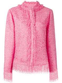 MSGM твидовый пиджак с бахромой