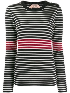 Nº21 трикотажный топ кроя слим в полоску