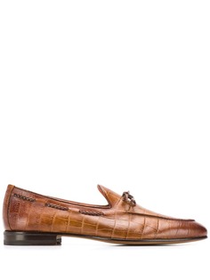 Santoni лоферы с тиснением под крокодила
