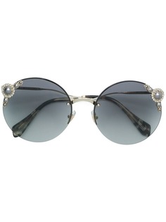 Miu Miu Eyewear солнцезащитные очки в круглой оправе с жемчугом