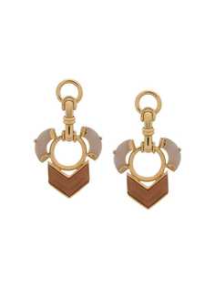 Wouters & Hendrix sunstone and grey agate earrings