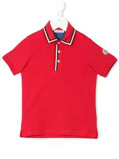 Moncler Kids рубашка-поло с полосатой окантовкой