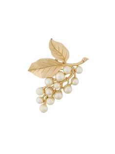 Susan Caplan Vintage Trifari Faux Pearl Leafy Brooch
