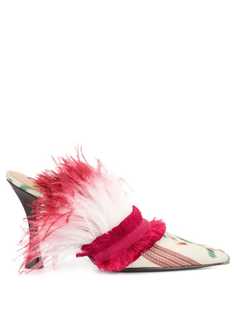 Tabitha Simmons туфли-лодочки с принтом и декором из перьев